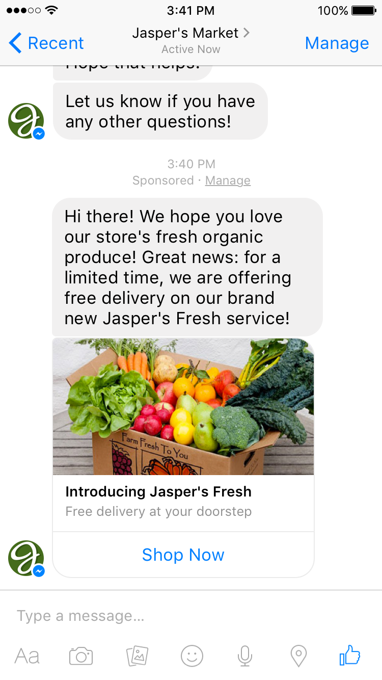 Sponsored messaging example