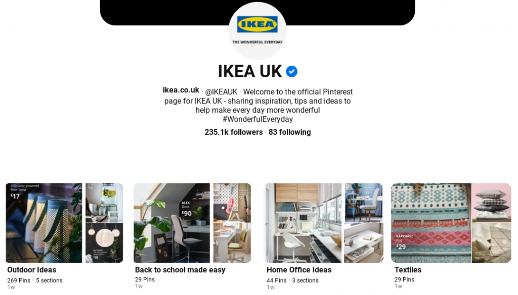 Example of product boards from IKEA