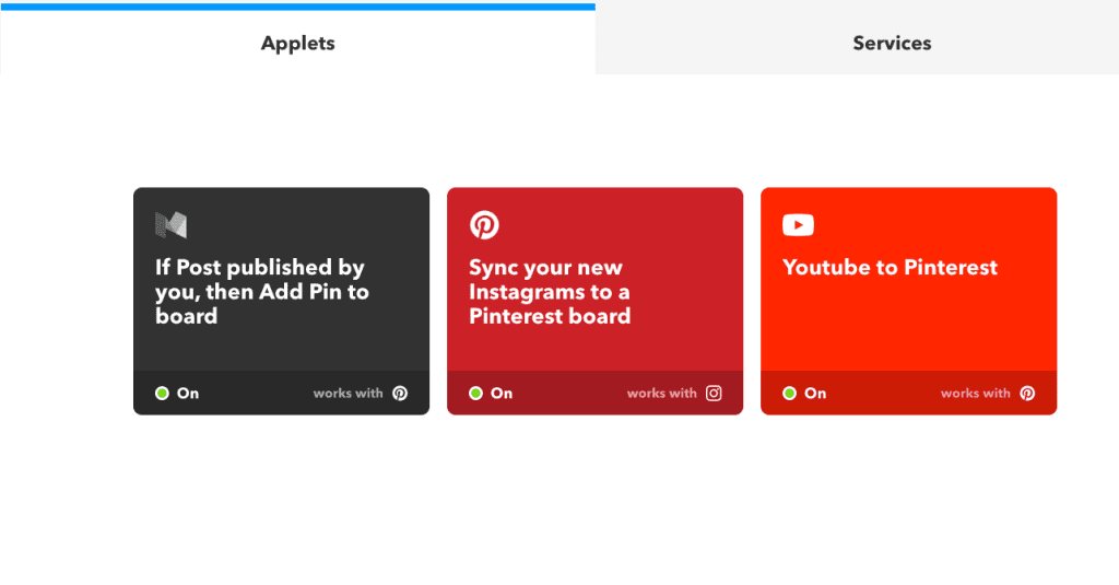 IFTTT automation tool for Pinterest