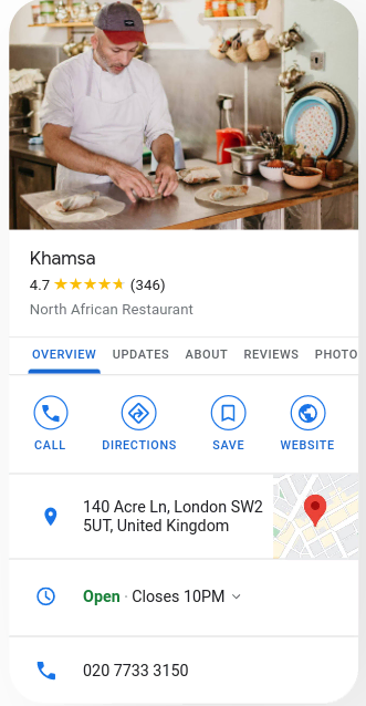 Google My Business mobile screenshot